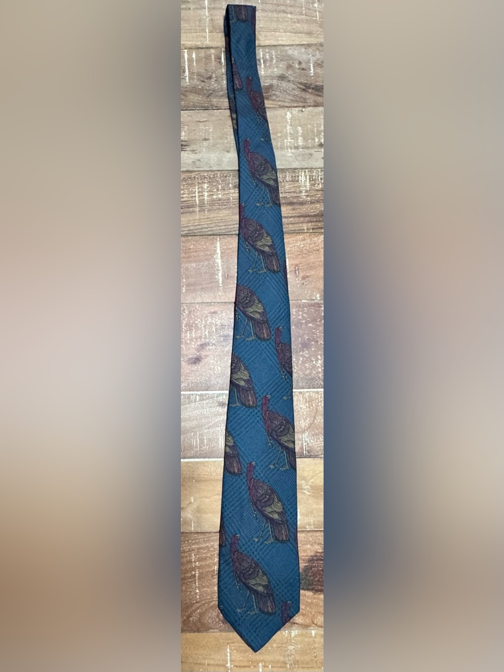 Roger Tudor for Nordstrom Hand Sewn Silk Tie Turkey Bird Novelty Print Made USA